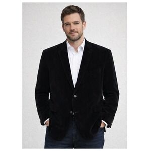 Saddlebred‎ Mens Jacket 54L Long Black Corduroy Blazer Sport Coat Classic Preppy